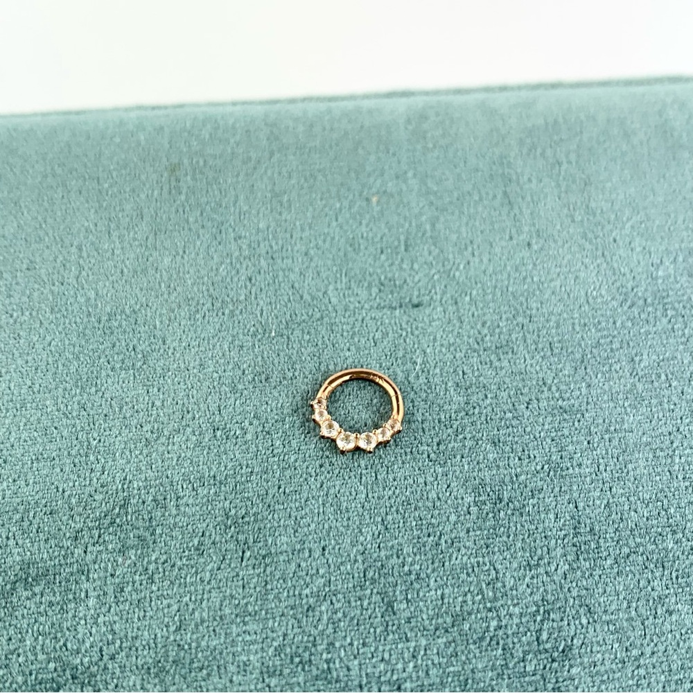 14K Rose Gold Cz Helix Conch Daith Hoop Earring 6MM